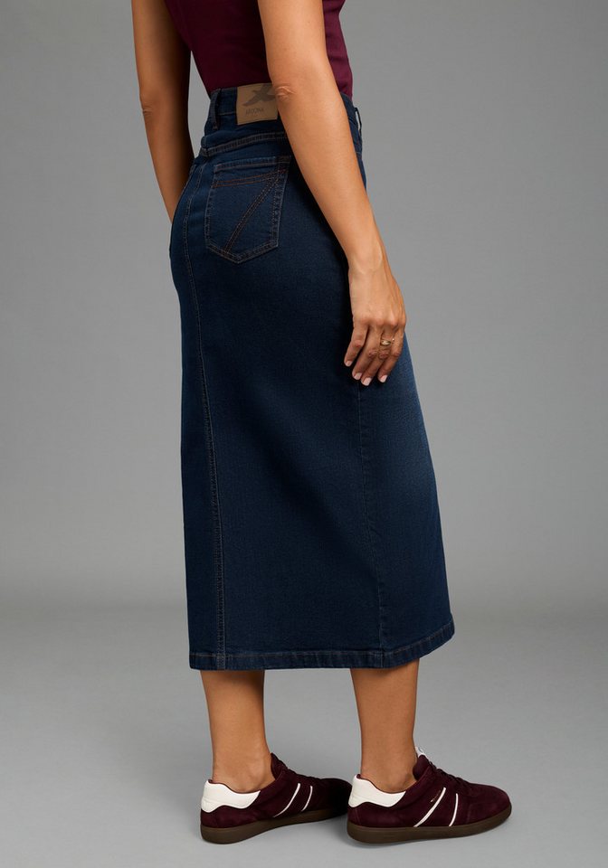 Arizona Jeansrock lang wadenlang, mit Schlitz, figurbetonte Passform, aus elastischem Denim – Bild 2 von 5