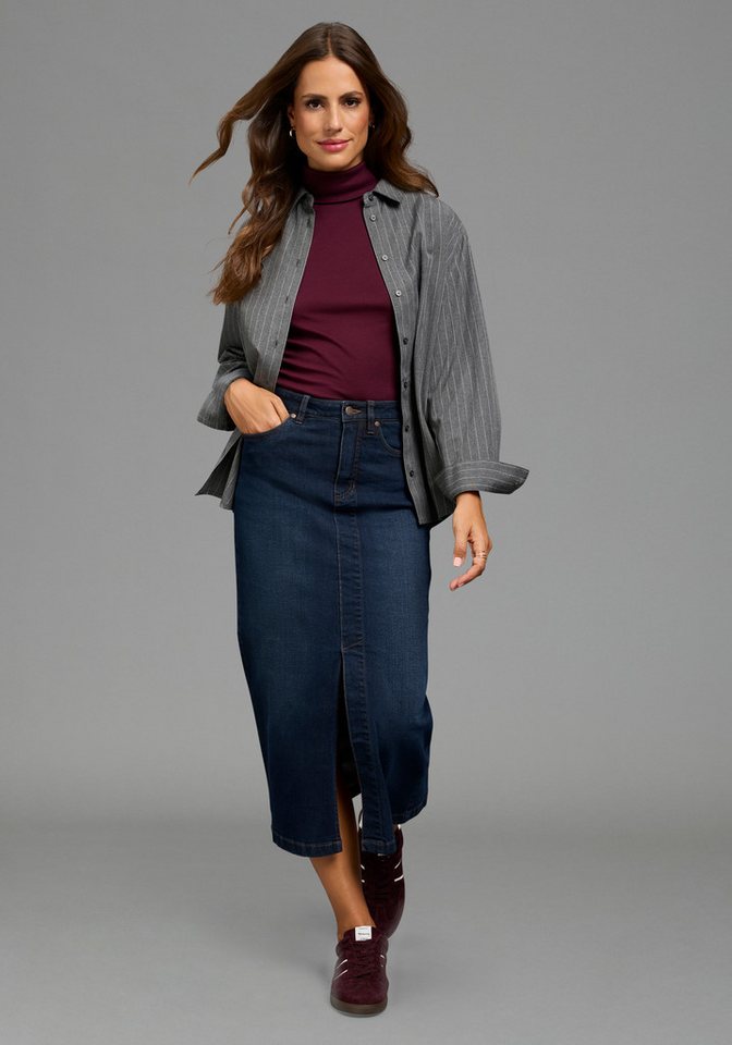 Arizona Jeansrock lang wadenlang, mit Schlitz, figurbetonte Passform, aus elastischem Denim – Bild 4 von 5