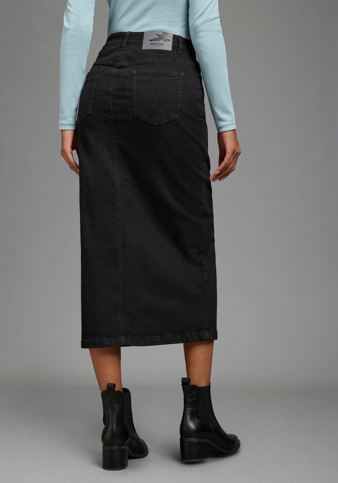 Arizona Jeansrock lang wadenlang, mit Schlitz, figurbetonte Passform, aus elastischem Denim – Bild 2 von 5