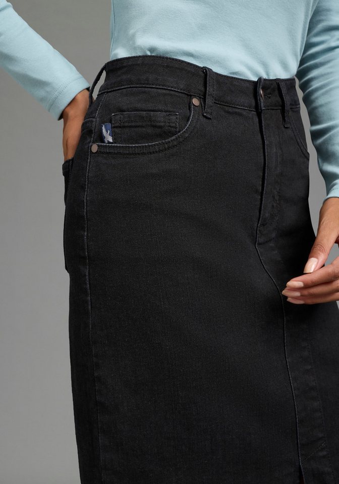 Arizona Jeansrock lang wadenlang, mit Schlitz, figurbetonte Passform, aus elastischem Denim – Bild 3 von 5