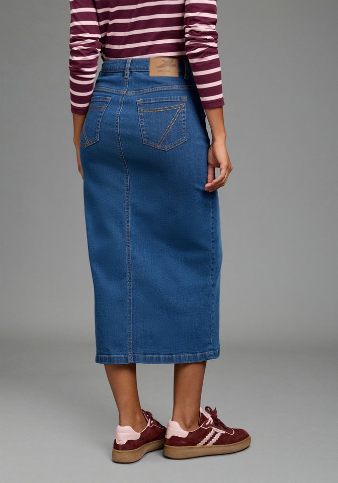 Arizona Jeansrock lang wadenlang, mit Schlitz, figurbetonte Passform, aus elastischem Denim – Bild 2 von 5