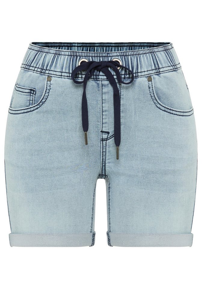 Arizona Jogg-Jeansbermudas figurnah, normale Leibhöhe, mit Bindebändern am Bund – Bild 5 von 5