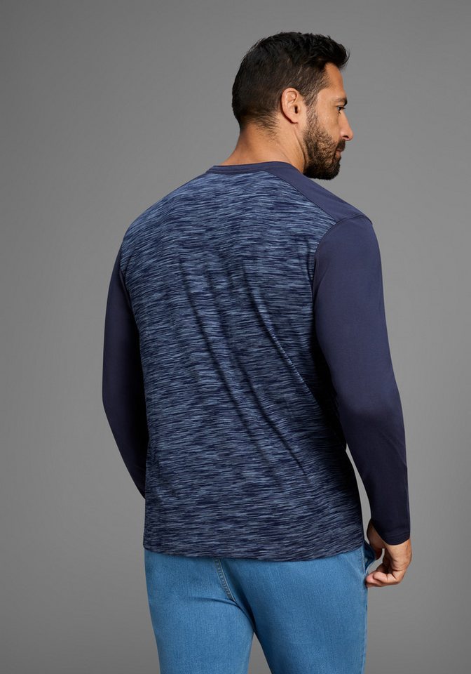 Arizona Longsleeve Langarm, melierte Optik, Rundhalsausschnitt mit Knopfleiste – Bild 2 von 5
