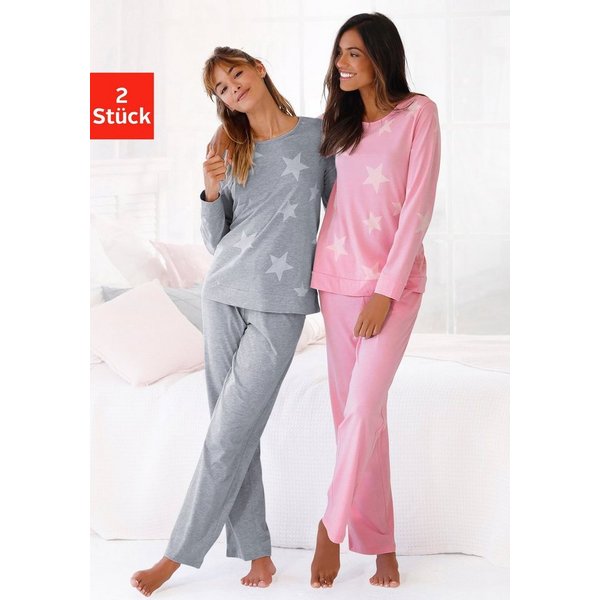 Arizona Pyjama (Packung, 4 tlg., 2 Stück) in melierter Optik