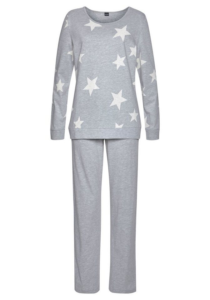 Arizona Pyjama (Set, 2 tlg) in melierter Optik mit Sternen – Bild 2 von 3