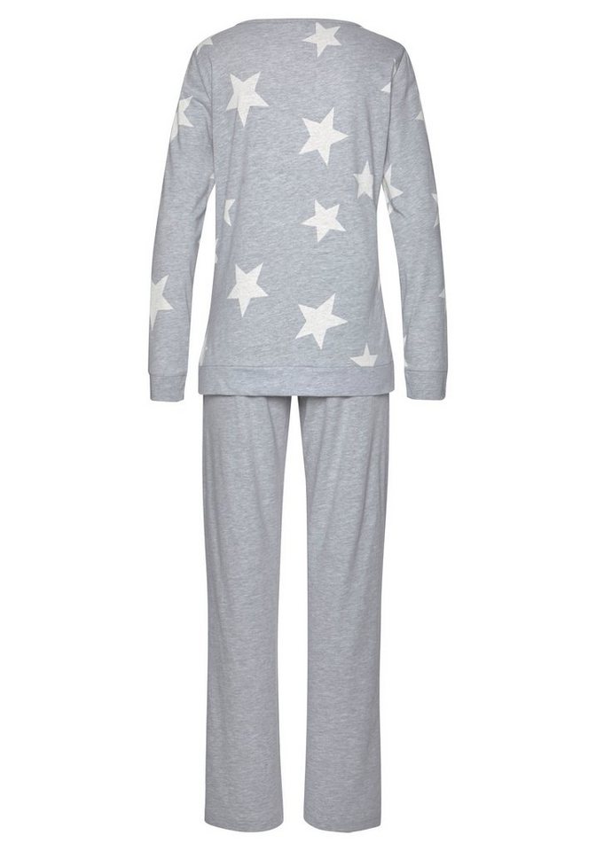 Arizona Pyjama (Set, 2 tlg) in melierter Optik mit Sternen – Bild 3 von 3