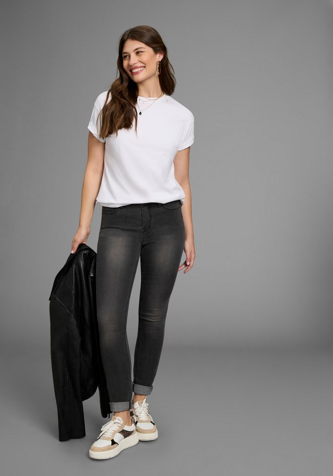 Arizona Slim-fit-Jeans Shaping enge Passform, Röhrenjeans, Used-Look-Waschung, hohe Leibhöhe – Bild 4 von 5
