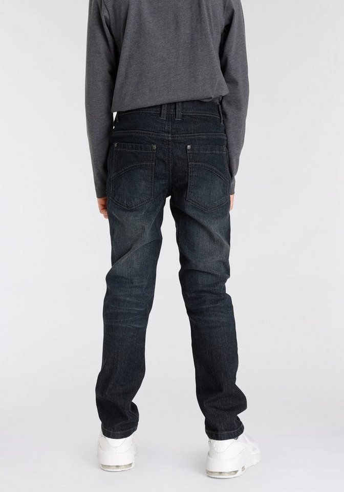 Arizona Stretch-Jeans, Basic-Jeans für Jungen gerade Beinform, Used-Waschung, niedrige Leibhöhe – Bild 2 von 5