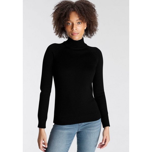 Arizona Strickpullover Rolli unifarbend mit grobem Strickmuster und Rollkragen