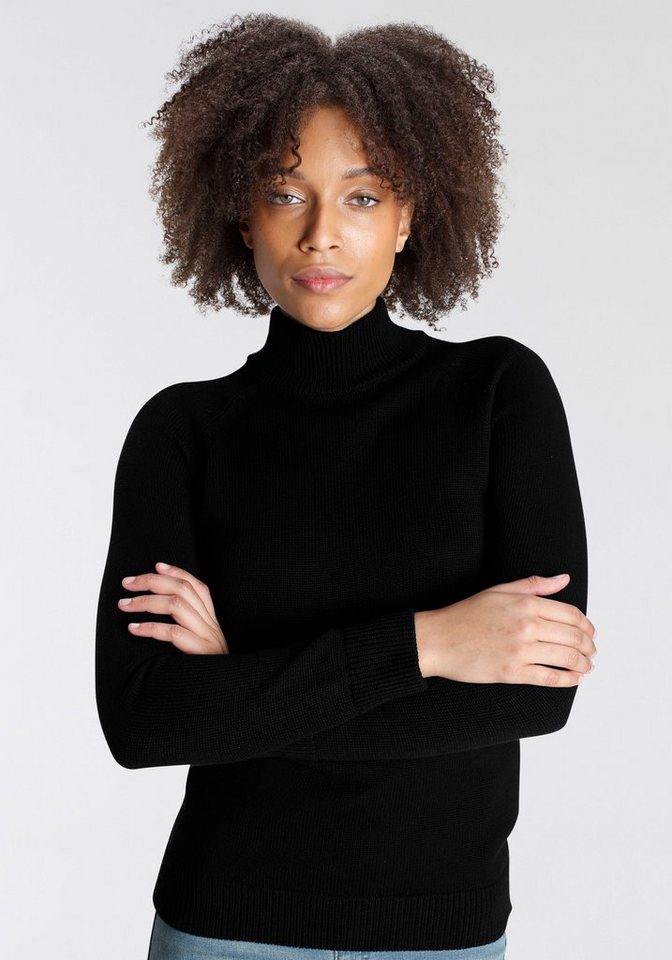 Arizona Strickpullover Rolli unifarbend mit grobem Strickmuster und Rollkragen – Bild 2 von 5
