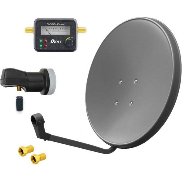 ARLI 60cm HD SAT Anlage grau + Single LNB + Satfinder SAT-Antenne