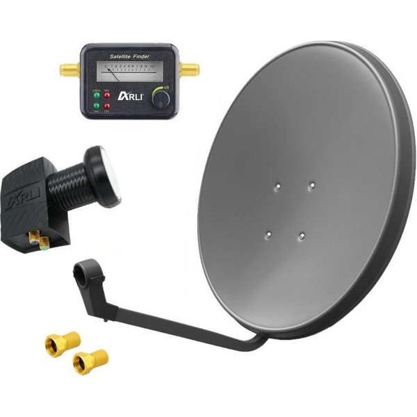 ARLI 60cm HD SAT Anlage grau + Twin LNB + Satfinder SAT-Antenne