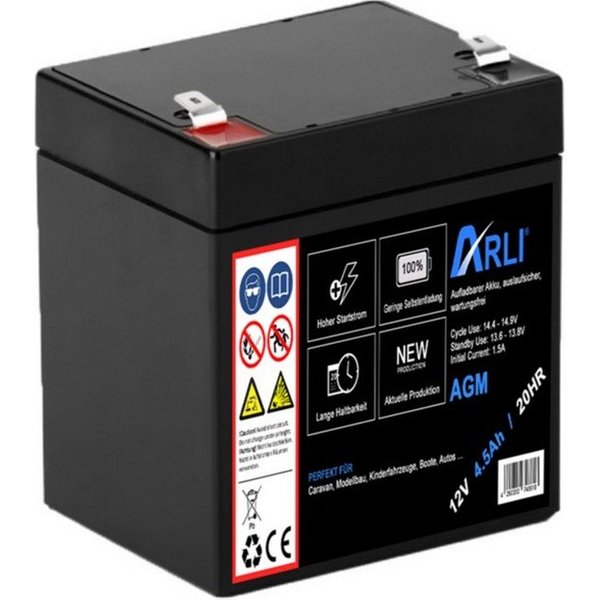 ARLI AGM Blei Akku 12V 4,5Ah 20HR Batterie Glasfaservlies Bleiakku Bleiakkus 4500 mAh (12 V, 1 St)