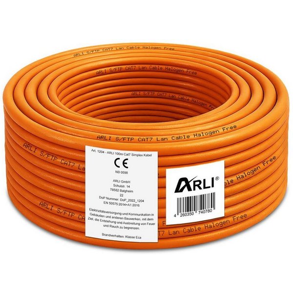 ARLI Cat7 Verlegekabel Netzwerkkabel Simplex Kabel Computer-Kabel, (10000 cm), ARLI Cat7 Verlegekabel 100 m S/FTP PIMF