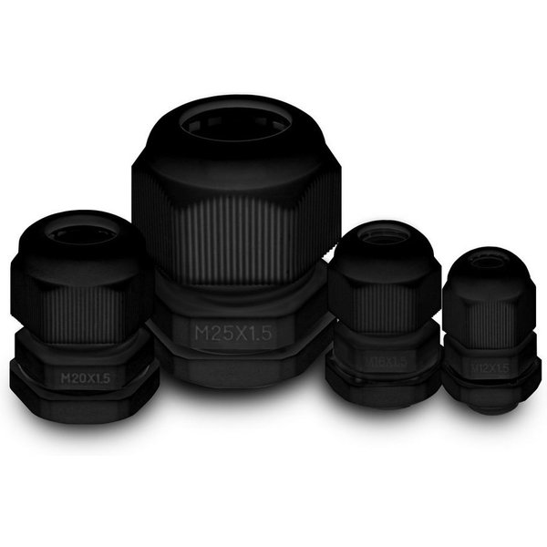 ARLI Kabeldurchfuhr Kabelverschraubung IP68 grau M12 M16 M20 M25 -, 40-tlg., 40er Set