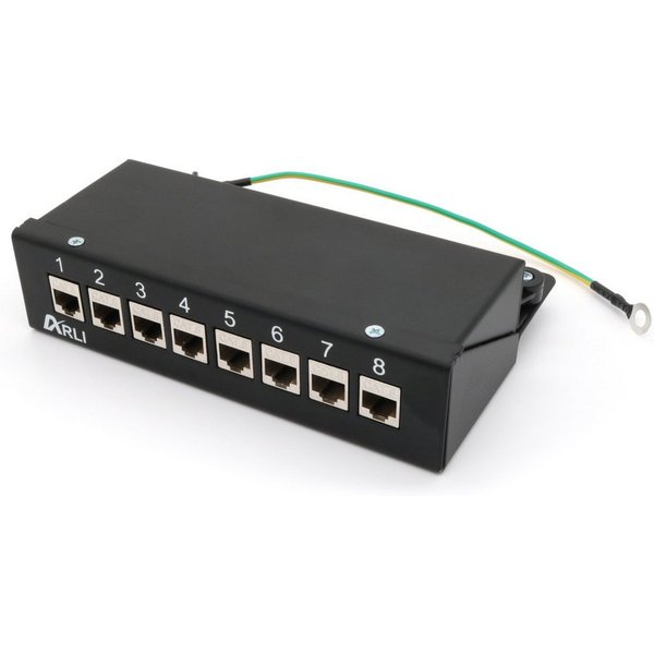 ARLI Patchpanel inkl. 8x Keystone Cat8.1 Module Netzwerk-Patch-Panel (8 Ports, 1,00 HE, Port Patchfeld Gehäuse Schwarz)