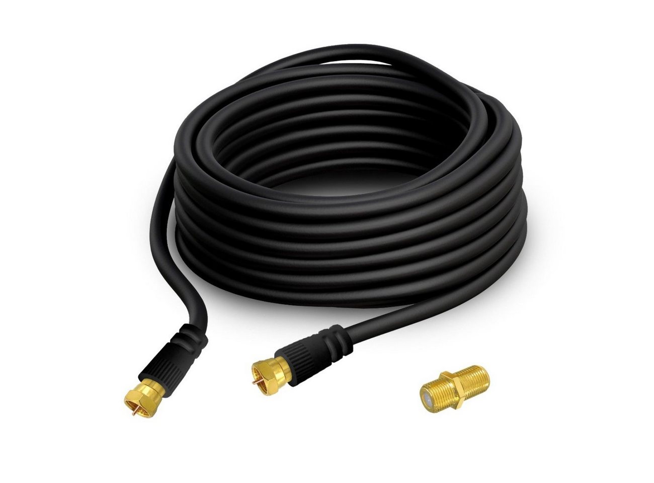 ARLI schwarz TV-Kabel, F-Stecker, F-Verbinder (300 cm), 3m Verlängerungskabel Anschlusskabel TV Satkabel vergoldet 135dB Sat – Bild 3 von 3