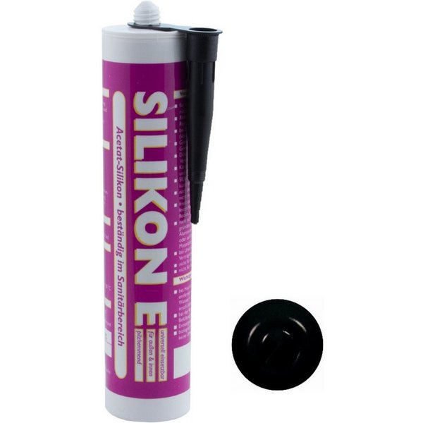ARLI Silikon 310ml schwarz Universal, gebrauchsfertig, (1-tlg), Universal Sanitär Bad Dusche Küche Fuge Fenster innen außen