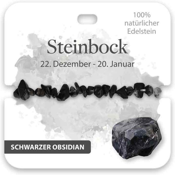 bb Klostermann Armband BB Klostermann Edelstein Armband Schwarzer Obsidian Steinbock