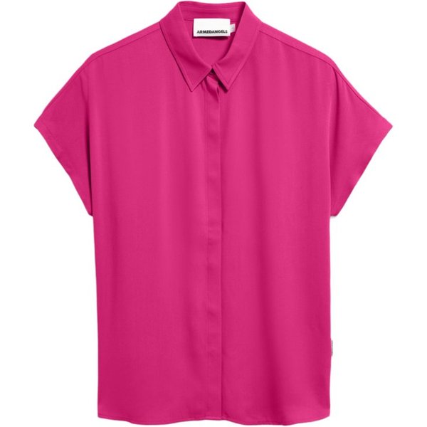 Armedangels Kurzarmbluse rosa,Basic,Viskose,Unifarben,Hemdblusenkragen,Kurz,Regular Fit