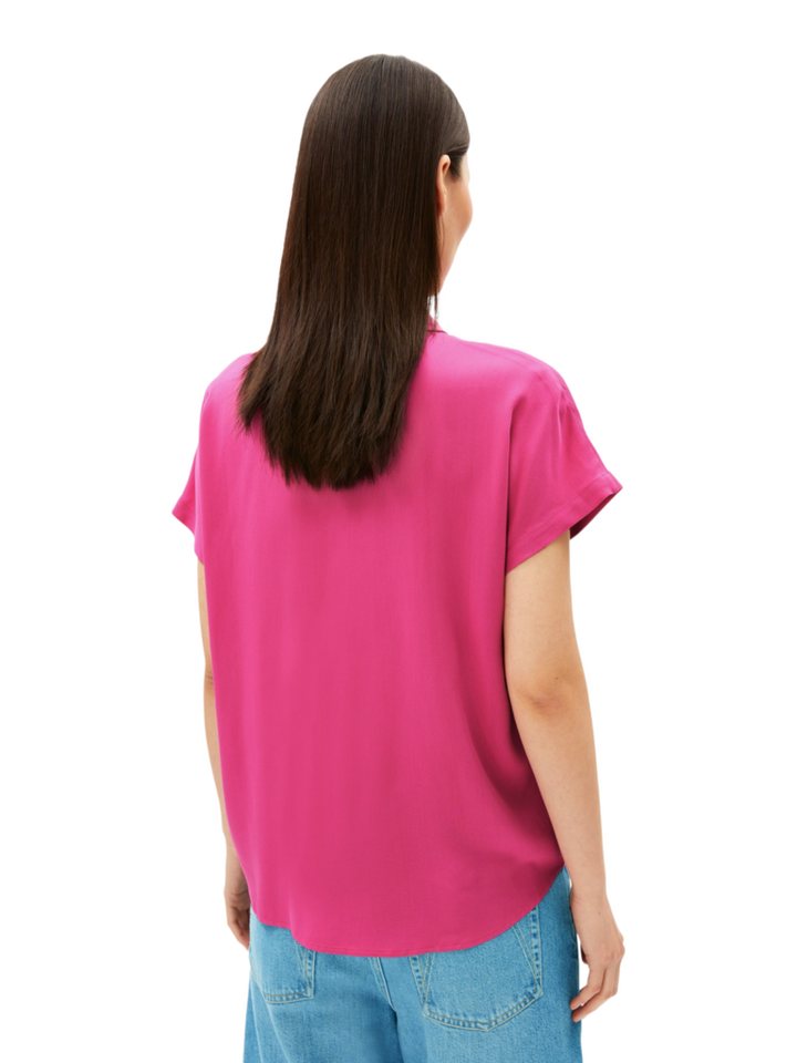 Armedangels Kurzarmbluse rosa,Basic,Viskose,Unifarben,Hemdblusenkragen,Kurz,Regular Fit – Bild 3 von 5