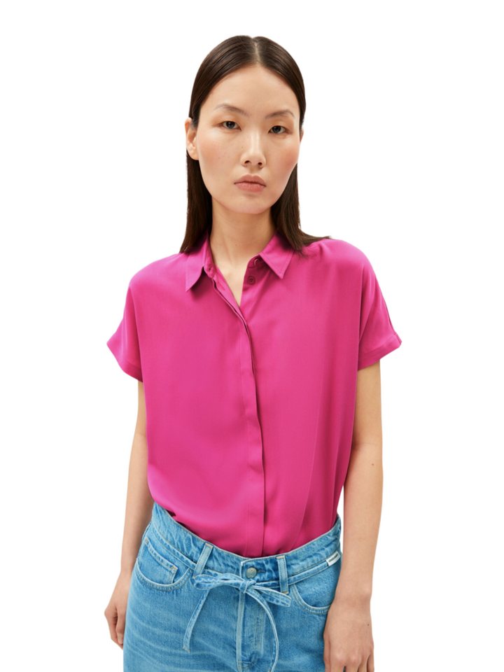 Armedangels Kurzarmbluse rosa,Basic,Viskose,Unifarben,Hemdblusenkragen,Kurz,Regular Fit – Bild 5 von 5