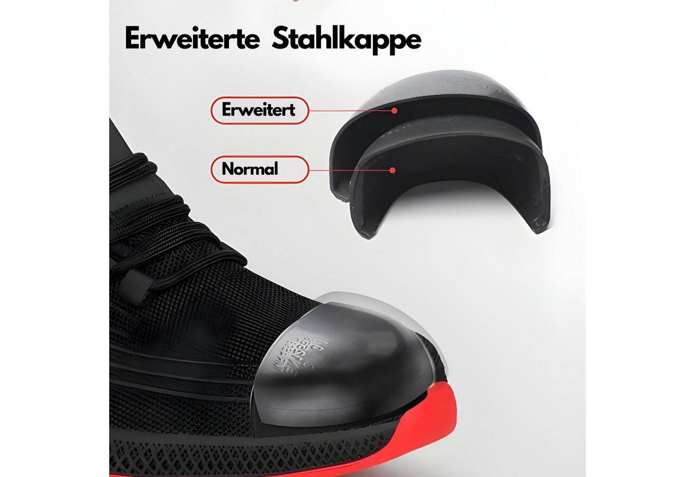 ARMORAX bequeme Sicherheitsschuhe, mit Stahlkappe & Stichschutz-Sohle Sicherheitsschuh (Komplett-Set, herausnehmbare Innensohle) atmungsaktiv, flexibel, rutschh – Bild 3 von 5