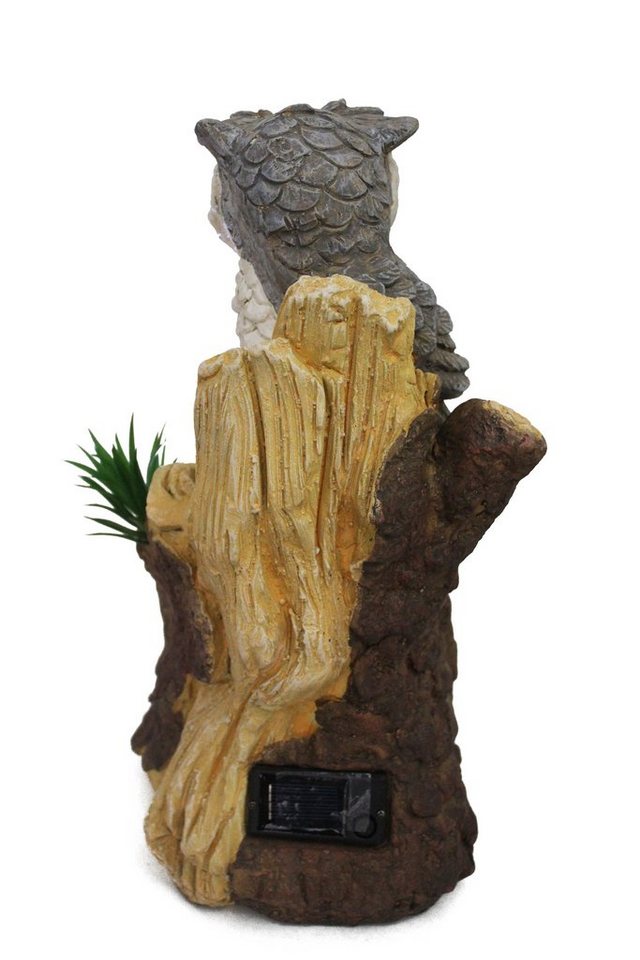 Arnusa Gartenfigur Solarlampe Eule auf Baumstamm Gartendekoration 36 cm, Tierfigur Gartendekoration – Bild 5 von 5