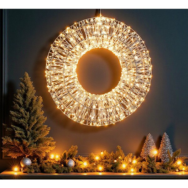 Arnusa LED Dekolicht Leuchtkranz 800 LED 50cm Lichterkranz Weihnachtsbeleuchtung mit Timer, Ein- Aus, LED fest integriert, warmweiß, Kranz für Innen und Außen m