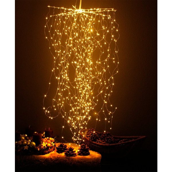Arnusa LED-Lichtervorhang Sternenschauer LED Lichterbündel zum Aufhängen Weihnachtsbeleuchtung, 720-flammig, warmweiß für Innen und Außen mit Netzteil