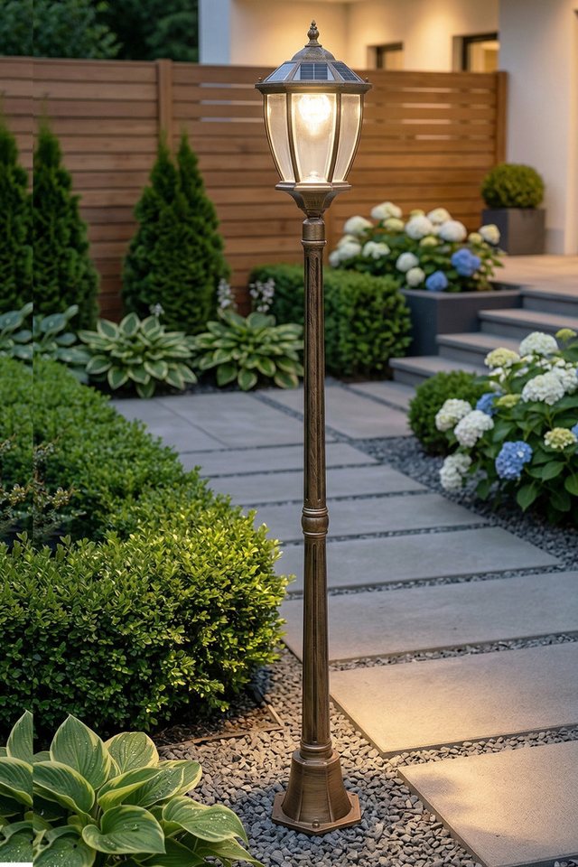 Arnusa LED Solarleuchte Gartenlaterne Außenleuchte Sockelleuchte 175cm Klassisch Solarlampe, Farbwechsel, LED fest integriert, warmweiß, kaltweiß, kabellos mit  – Bild 5 von 5