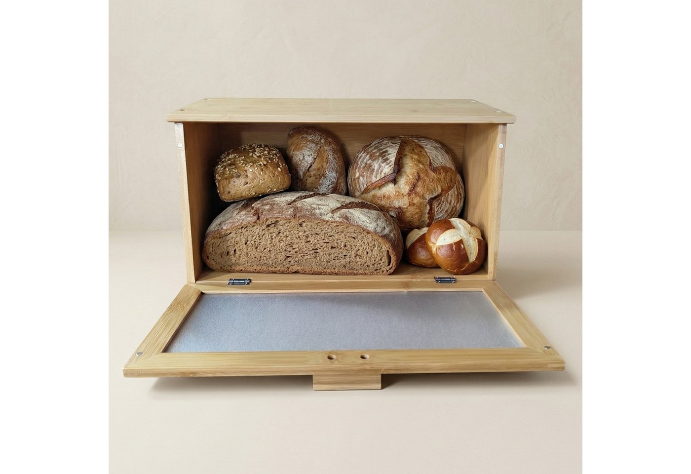 AROMELIO Brotkasten Bambusbrotkasten ALBA, 22 x 39 x 22 cm – Bild 4 von 5