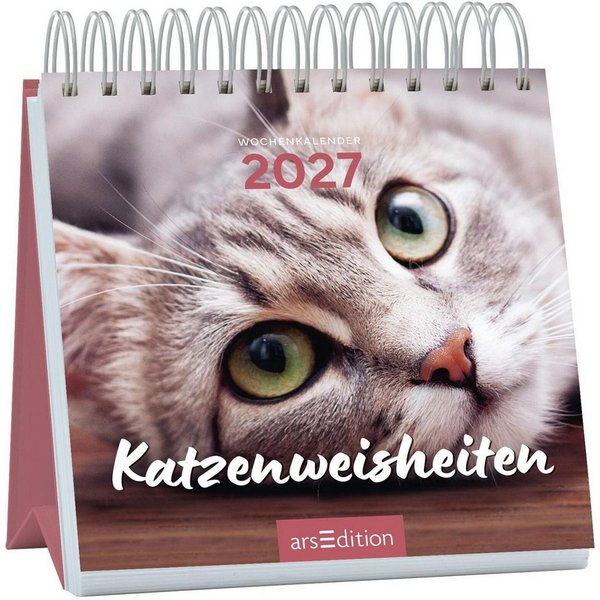 arsEdition Verlag Tierkalender Mini-Wochenkalender Katzenweisheiten 2027