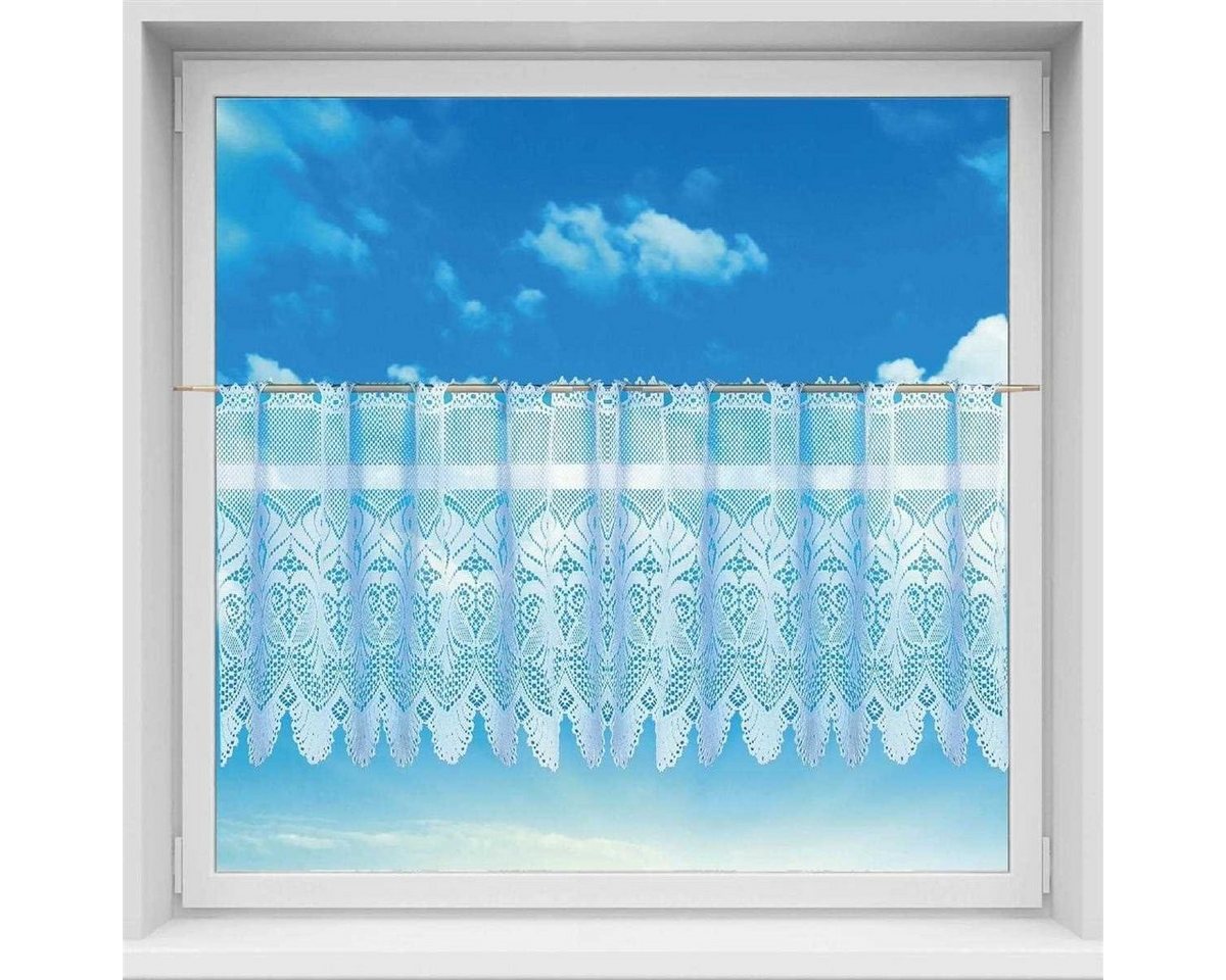 Arsvita Vorhang (1 St), Stangendurchzug, halbtransparent, Bistrogardine in Spitzenoptik, 160cm x 45cm mit Stangendurchzug – Bild 2 von 5