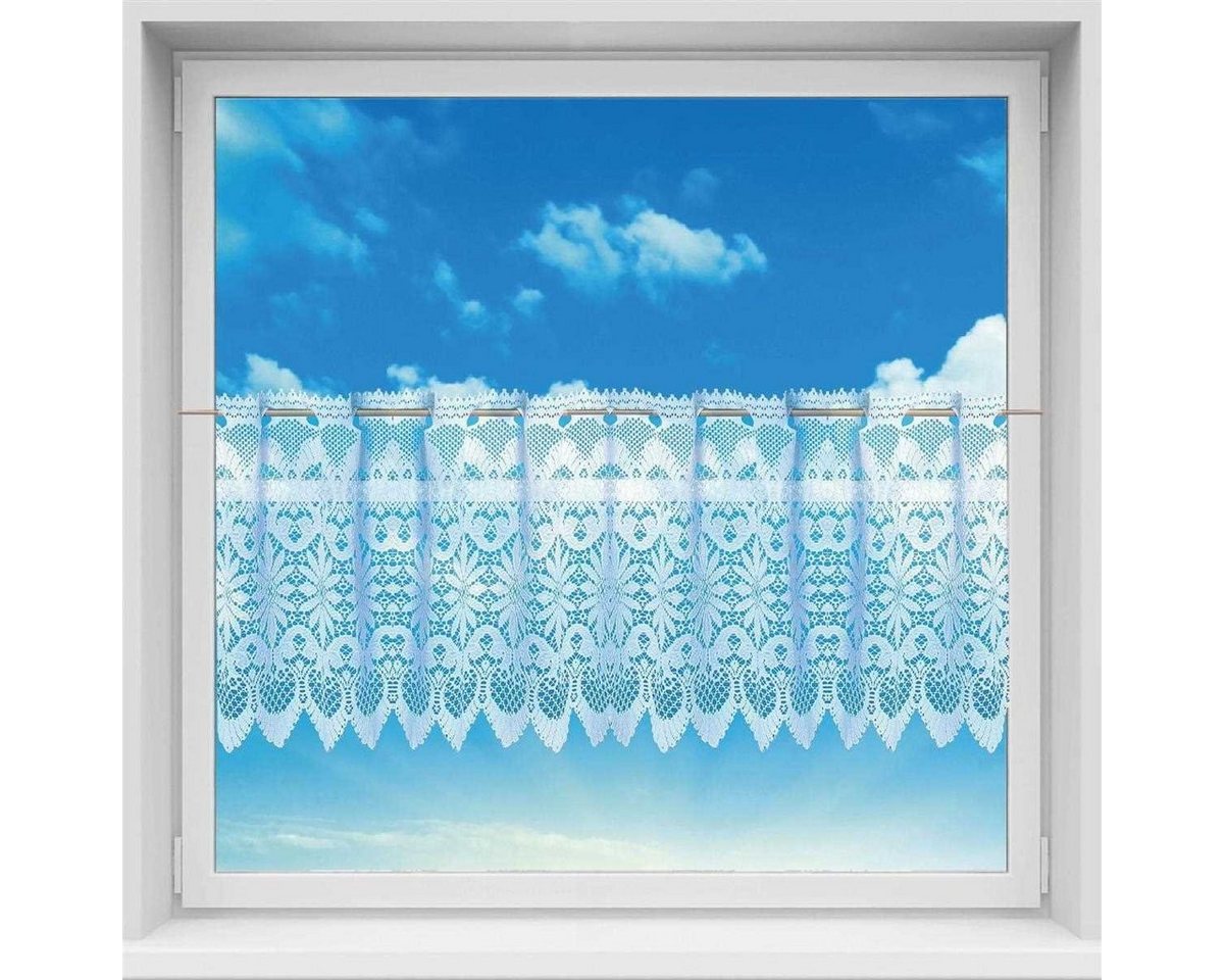 Arsvita Vorhang (1 St), Stangendurchzug, halbtransparent, Bistrogardine in Spitzenoptik, 160cm x 45cm mit Stangendurchzug – Bild 2 von 5