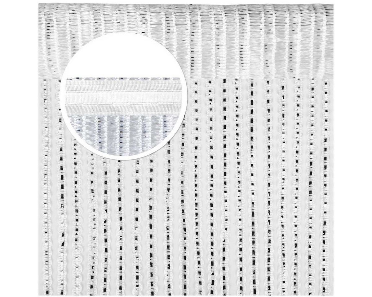 Arsvita Vorhang (1 St), Kräuselband, transparent, Fadengardine mit Stangendurchzug und Metallic-Streifen 140cm x250cm – Bild 2 von 5