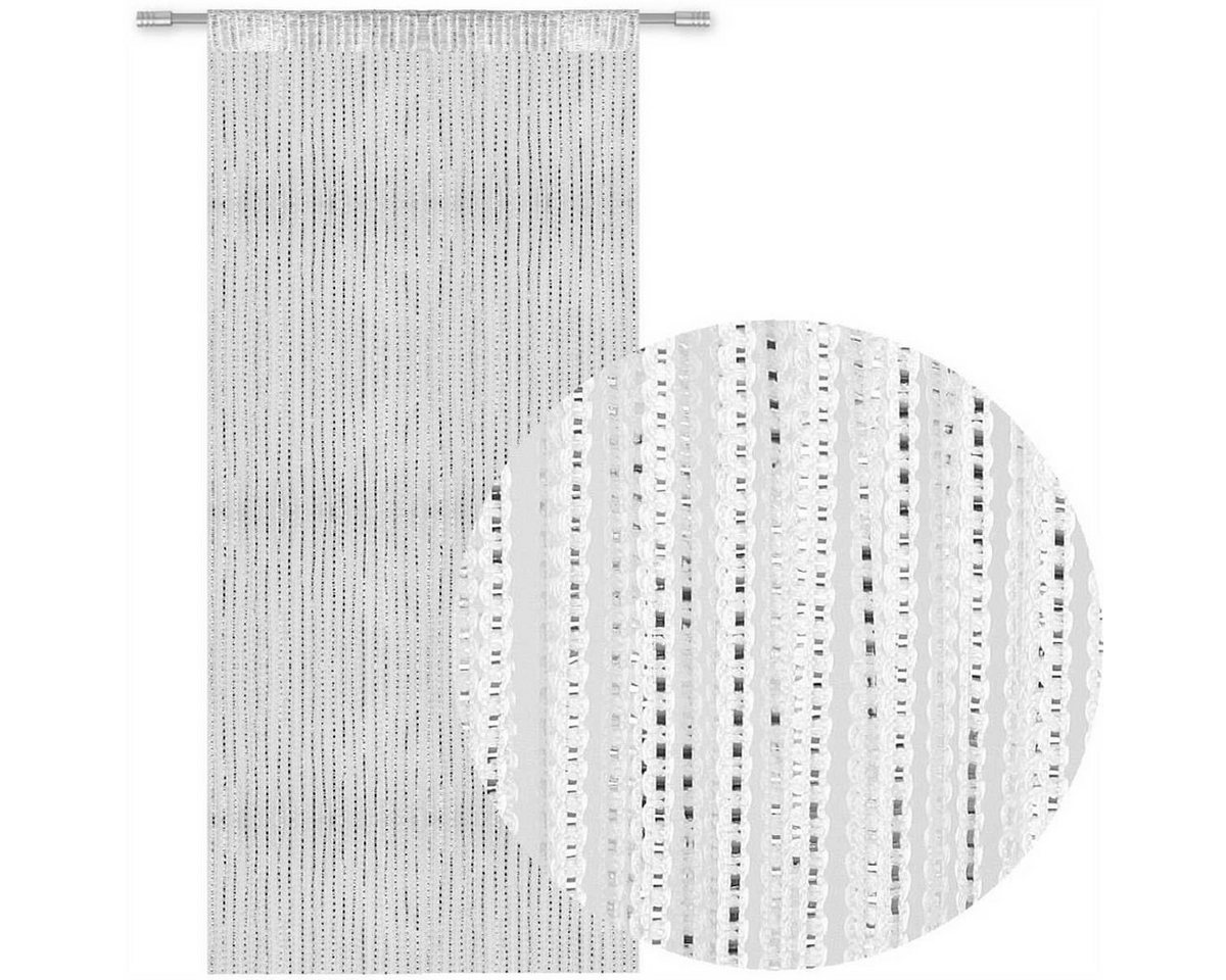 Arsvita Vorhang (1 St), Kräuselband, transparent, Fadengardine mit Stangendurchzug und Metallic-Streifen 140cm x250cm – Bild 4 von 5