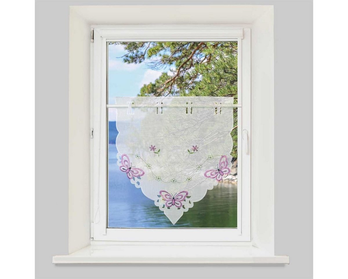 Arsvita Vorhang (1 St), Stangendurchzug, transparent, Mini - Bistrogardine 35cm x 40cm (BxL), Stickerei vers. Applikationen – Bild 3 von 5