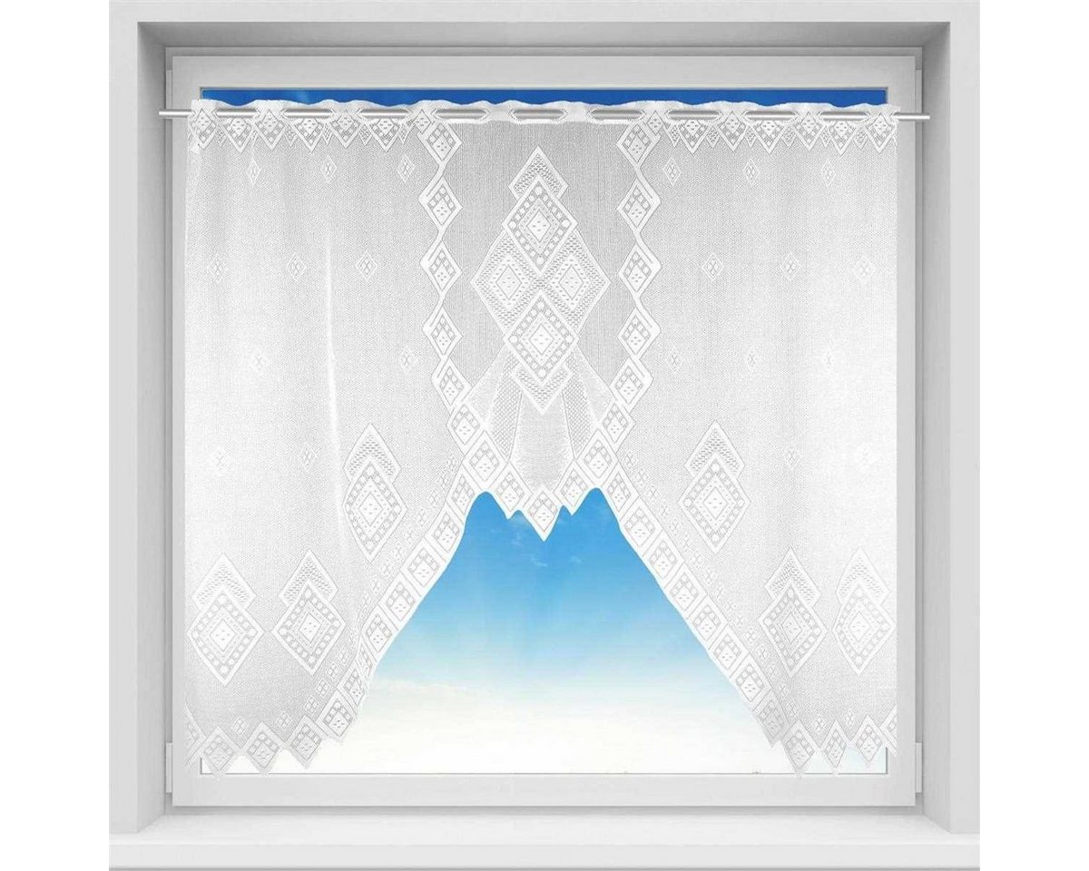 Arsvita Vorhang (1 St), Stangendurchzug, halbtransparent, Bistrogardine in Spitzenoptik, 150cm x 120cm (BxL) mit Stangendurchzug – Bild 2 von 5