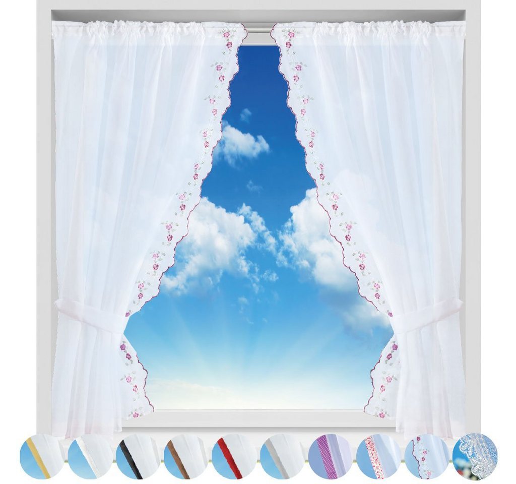 Arsvita Vorhang, Stangendurchzug, transparent, Gardinenset (2 Schlaufenschals, 2 Raffhalter) 140cm x 120cm, Voile – Bild 3 von 5