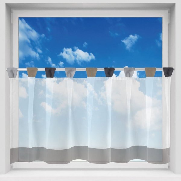 Arsvita Vorhang, Schlaufen, transparent, Voile, Bistrogardine mit Schlaufen, Transparente Küchengardine 150cm x 45cm