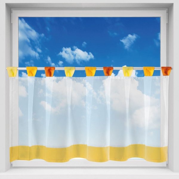 Arsvita Vorhang, Schlaufen, transparent, Voile, Bistrogardine mit Schlaufen, Transparente Küchengardine 150cm x 45cm