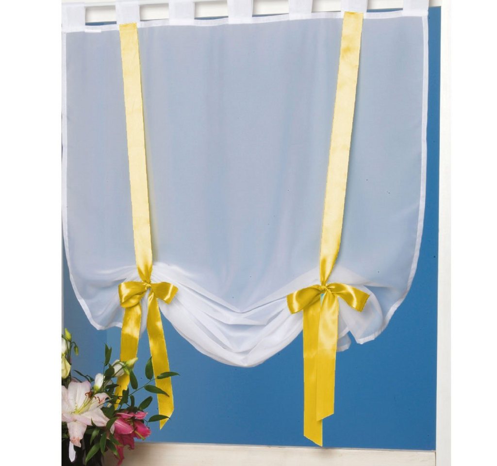 Arsvita Vorhang, Schlaufen, transparent, Weiße Raffgardine mit Schlaufen und farbigen Raffbändern – Bild 3 von 5