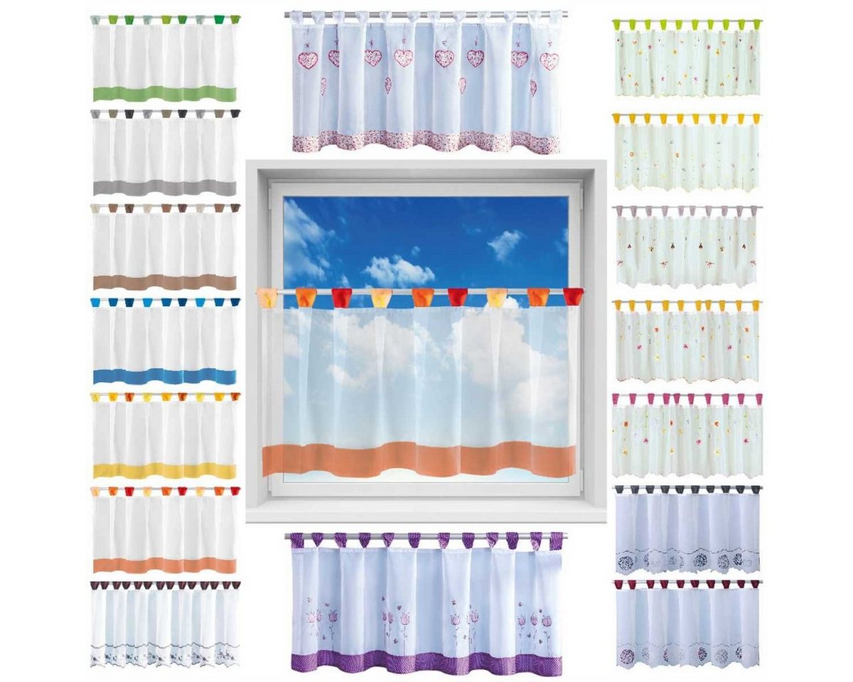 Arsvita Vorhang, Schlaufen, transparent, Voile, Bistrogardine mit Schlaufen, Transparente Küchengardine 150cm x 45cm – Bild 5 von 5