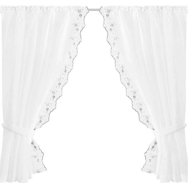 Arsvita Vorhang, Stangendurchzug, transparent, Gardinenset (2 Schlaufenschals, 2 Raffhalter) 140cm x 120cm, Voile