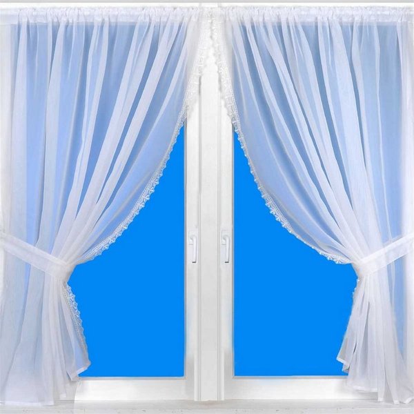 Arsvita Vorhang, Stangendurchzug, transparent, Gardinenset (2 Schlaufenschals, 2 Raffhalter) 140cm x 120cm, Voile