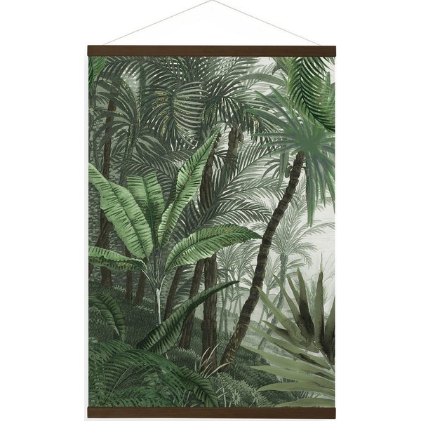 Art for the home Leinwandbild Jungle Landschaft Grun, (1 St), Luxus Kakemono Leinen Wandposter 100x70cm