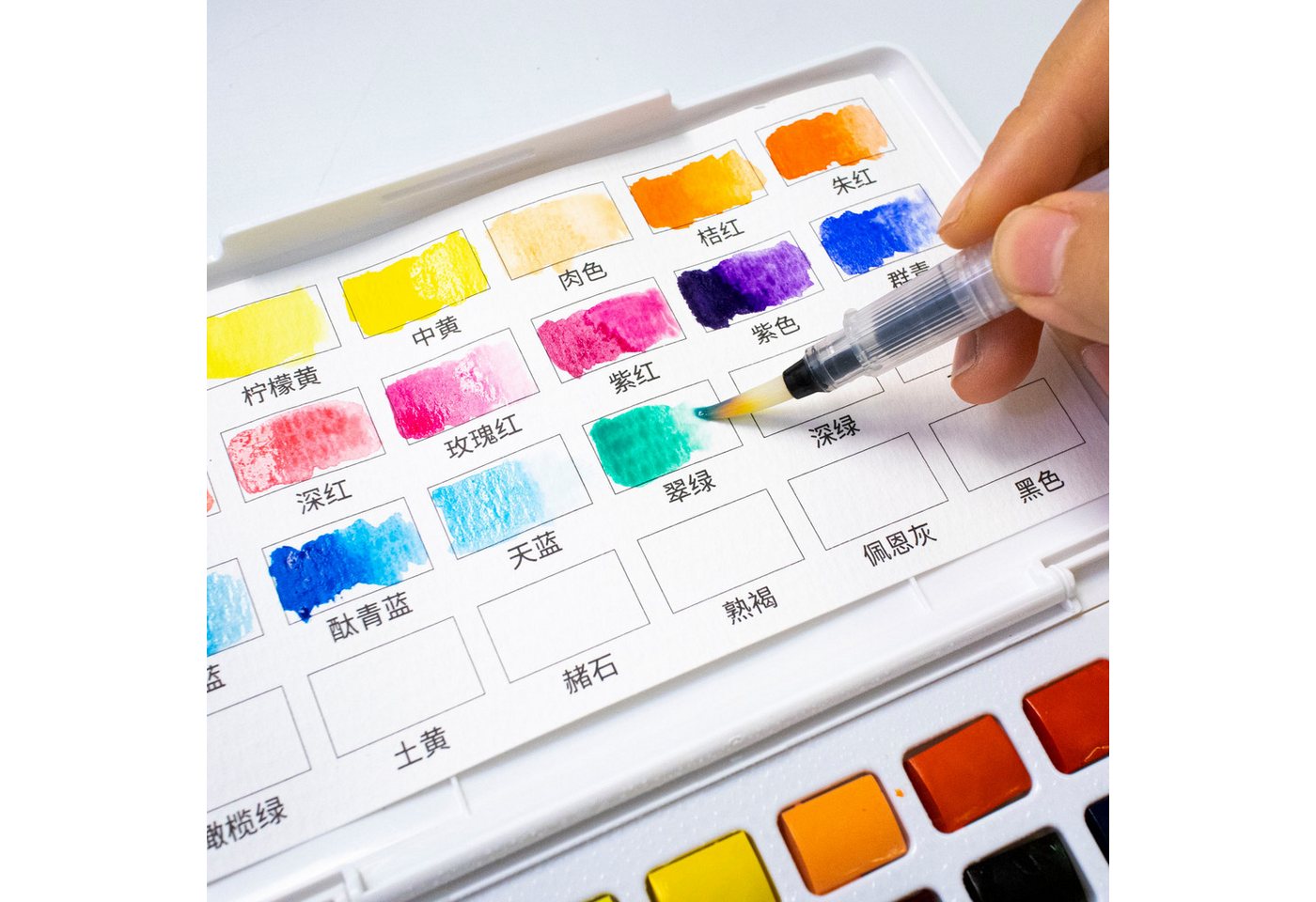 Artecho Aquarellfarbe Set – 24 / 48 / 72 Wasserfarben mit Wassertankpinsel & Schwamm, Für Zuhause oder kreative Reisen geeignet – Bild 2 von 5