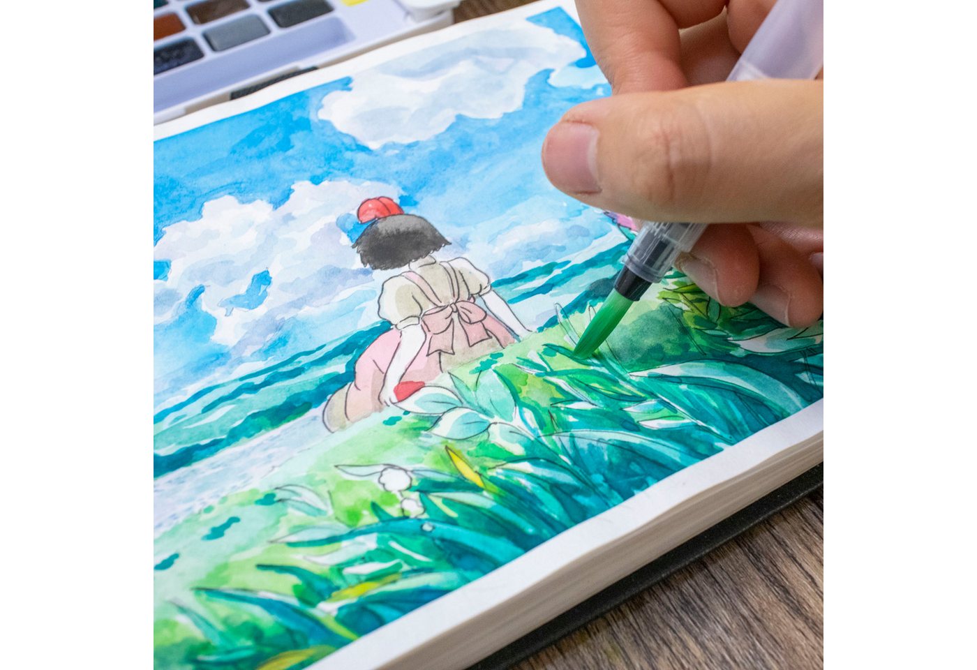 Artecho Aquarellfarbe Set – 24 / 48 / 72 Wasserfarben mit Wassertankpinsel & Schwamm, Für Zuhause oder kreative Reisen geeignet – Bild 4 von 5