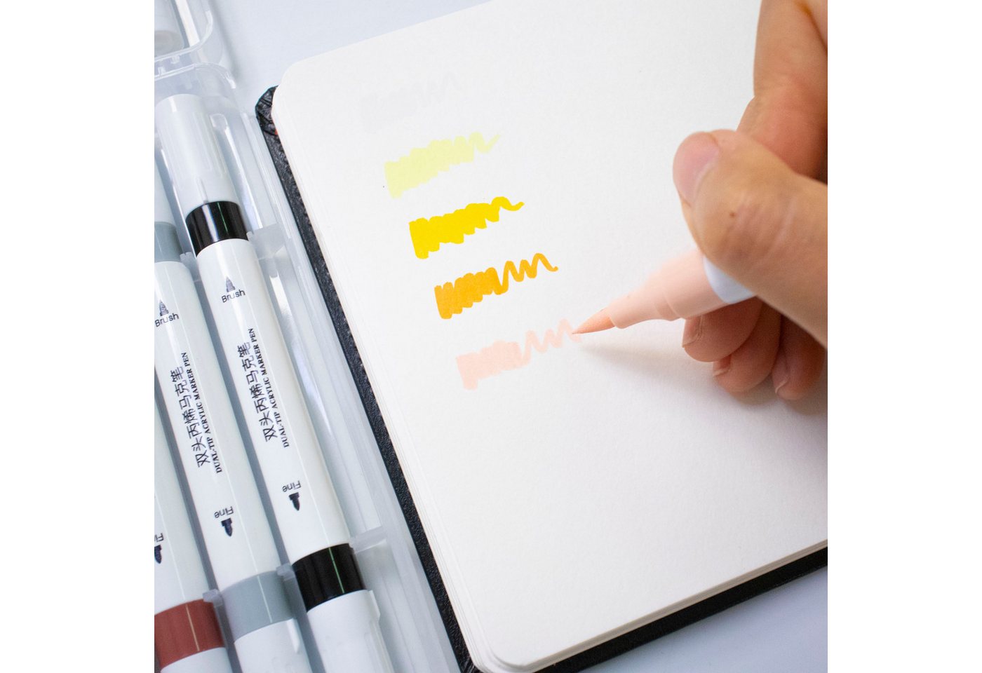 Artecho Marker Doppelspitze Acrylstifte Set– 24/48 Farben,mit Feiner & Breiter Spitze, Wasserfest, Acrylmarker für DIY, Glas, Stein, Holz & Leinwand – Bild 4 von 5